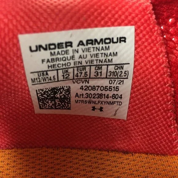 Under Armour Curry Flow Go Running Shoes Coral Red Black 3023814-604 Siz… - Picture 13 of 13